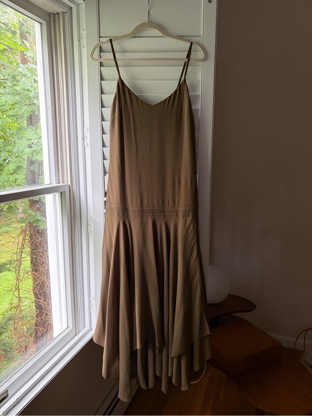 Ralph Lauren Purple Label Brown Slip Maxi Dress with Flowy Tiered Hem